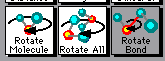 RasMol Molecules window; Rotate buttons