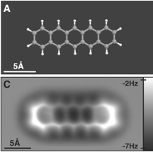 Pentacene: model and AFM image
