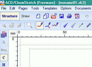 ChemSketch, opening screen